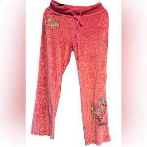 BCBGMaxAzria Pink Floral Velour Sweatpants Sz L